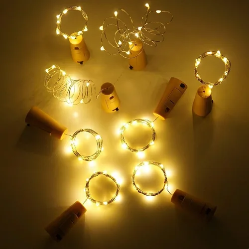 Vista 8 de VOOKRY - Luces para botellas de vino con corcho, 16 unidades, 20 luces LED de hadas, luces de corcho de alambre de cobre mini, funciona