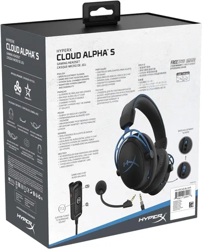 Vista 12 de HyperX Cloud Alpha S - Auriculares para juegos de PC, sonido envolvente 7.1, graves ajustables, controladores de doble cámara, mezclador de chat