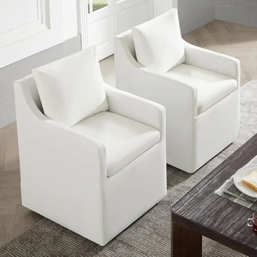 Vista 9 de KISLOT Upholstered Dining Chairs Set of 1 with Casters, Cream