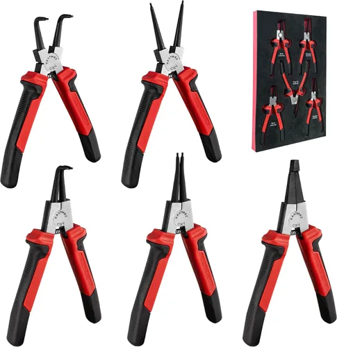 Vista 9 de HAUTMEC Juego de 4 alicates de anillo a presión, alicates de clip internos/externos de 7 pulgadas con puntas rectas y dobladas de 90°