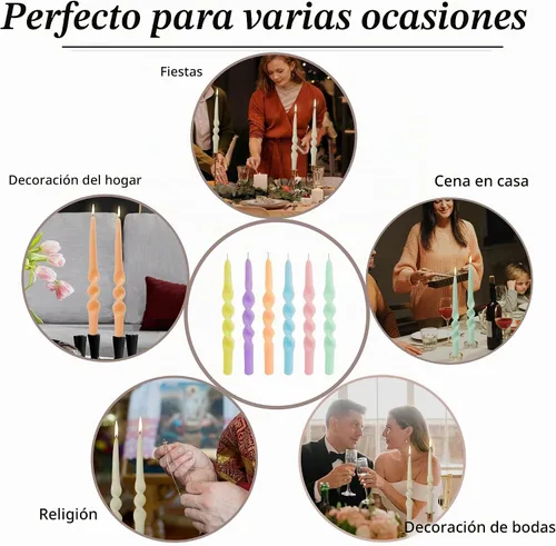 Vista 3 de Pink Candlesticks - Juego de 2 velas cónicas en espiral, sin perfume, de 10 pulgadas de largo, velas cónicas sin perfume para decoración del hogar