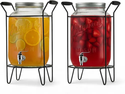 Vista 8 de Dispensador de bebidas de vidrio de 1 galón con espita – Dispensador de bebidas con bandera estadounidense del 250 aniversario, a prueba de fugas