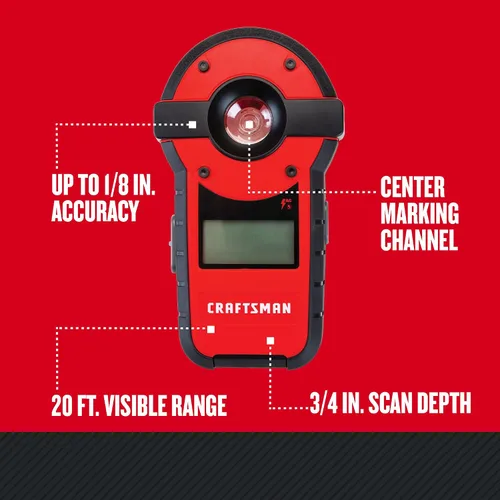 Vista 3 de CRAFTSMAN Sensor láser de nivel y perno, rango de visibilidad de 20 pies (CMHT77636), rojo