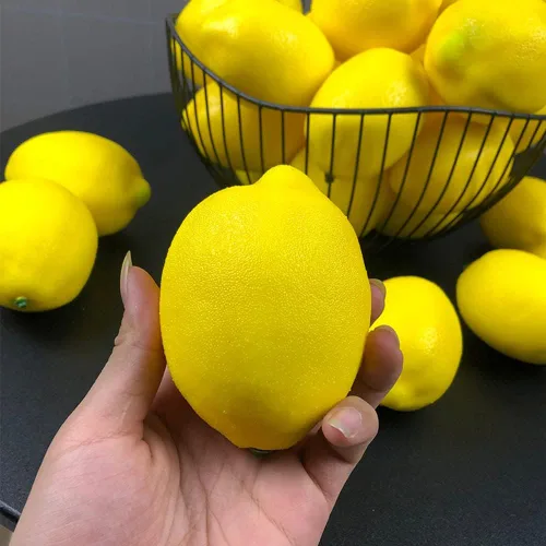 Vista 3 de 12 limones artificiales, frutas sintéticas realistas, limones falsos amarillos realistas, accesorios de fotografía para el hogar, mesa de cocina