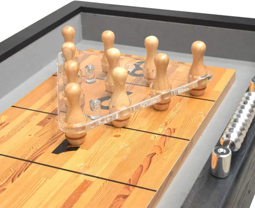 Vista 3 de CROWN ME Shuffleboard Bowling Pin Set with 10 Pcs Bowling Pins Durabel Triangular Pinsetter Resin Bowling Ball and Carrying Bag