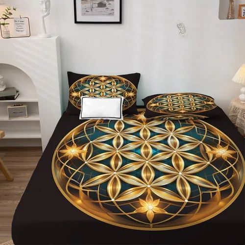 Vista 3 de Juego de sábanas abstractas tamaño individual, sábanas de microfibra suave y bolsillo profundo, sábanas y fundas de almohada estampadas sin arrugas