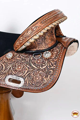 Vista 14 de HILASON Western Horse Treeless Trail Barrel Saddle American Leather Tan Horse Saddle Western Saddle Treeless Saddle Saddle for Horses