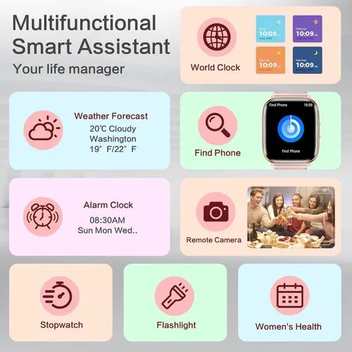 Vista 9 de 2025 Smart Watches for Women, 1.75'' Lightweight Smartwatch Women with Da GPT AI, 24/7 Sleep/ Heart Rate/ SpO2/ Blood Pressure Monitor, 120