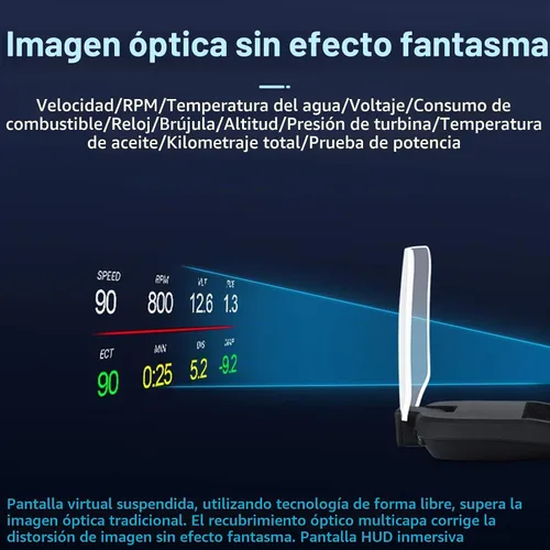 Vista 9 de HUD para automóvil, universal OBD2 + pantalla HUD para coche, proyector de alarma de sobrevelocidad