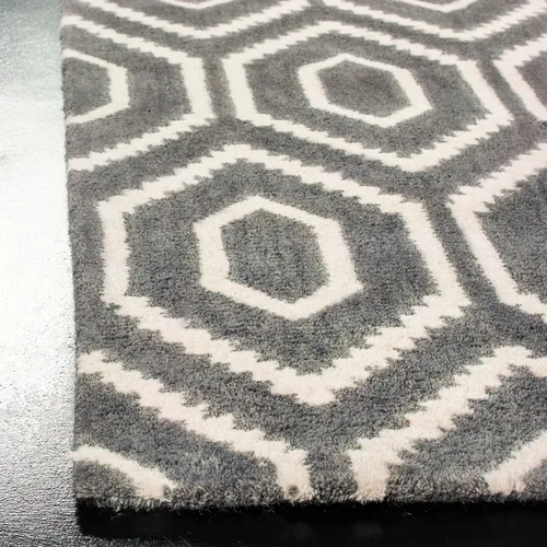 Vista 3 de SAFAVIEH Himalaya Collection - Alfombra decorativa, 2 x 3 pies, gris oscuro y marfil, lana hecha a mano, ideal para zonas de alto tráfico