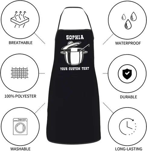 Vista 7 de WAYABO Delantal personalizado con bolsillos Adulto Unisex Cocina Delantal Personalizado Personalizado Con Nombre Texto Foto