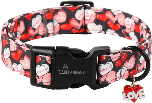 Vista 17 de ARING PET Collar de Navidad para perro, lindo collar de copos de nieve populares rojo y verde con hebilla de liberación rápida para cachorros