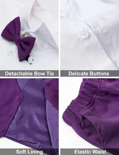 Vista 77 de A&J DESIGN Conjunto de traje de caballero para niños pequeños, 3 piezas, camisas, chaleco y pantalones