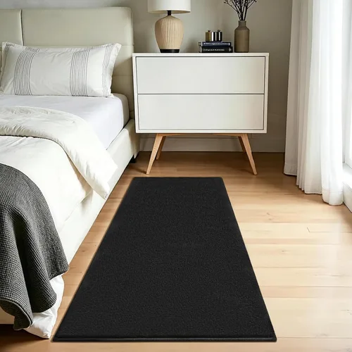 Vista 2 de Vasofe Alfombra de pasillo negra de 2 x 4 pulgadas, alfombra antideslizante de espuma viscoelástica gruesa para interiores, para guardería Negro