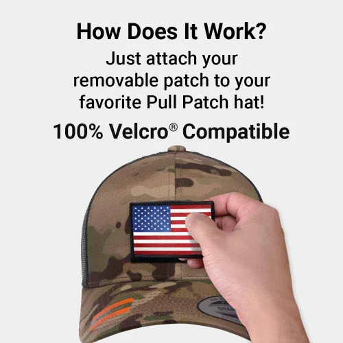 Vista 3 de Pull Patch Multicam - Gorra de camionero con diseño de camuflaje curvado, gorra táctica, superficie de bucle de 2 x 3 pulgadas para fijar parches