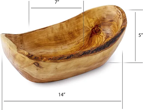 Vista 5 de Forest Decor Cuencos decorativos de madera de olivo – Cuenco de centro de mesa hecho a mano de madera natural – Decoración rústica hecha a mano