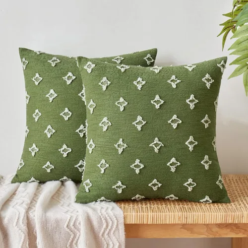 Vista 17 de EMEMA Juego de 2 fundas de cojín decorativas de jacquard, diseño de flores de sol, para sofá, cama, sala de estar, dormitorio, 16 x 16 pulgadas