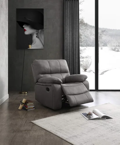 Vista 9 de Betsy Furniture 8007 - Juego de sofá reclinable de microfibra para sala de estar (Gris, Sofá + Sillón reclinable)