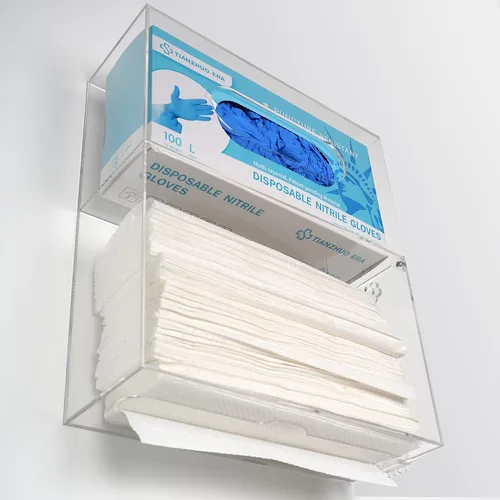 Vista 5 de Guantera acrílica y soporte para toallas de papel, soporte de pared, transparente