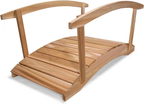 Vista 14 de All Things Cedar Puente de madera, pasarela de jardín al aire libre para estanques de patio trasero, 3 pies, natural