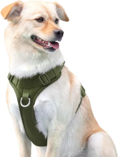 Vista 7 de Arnés sin tirones para perros pequeños, medianos y grandes, chaleco de malla ajustable de 2 capas con doble clip, a prueba de escapes, liberación