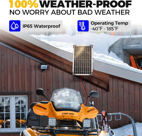 Vista 7 de Voltset - Cargador de batería solar de 10 W 12 V: mantenedor de panel solar para automóvil, barco - Cargador solar monocristalino impermeable