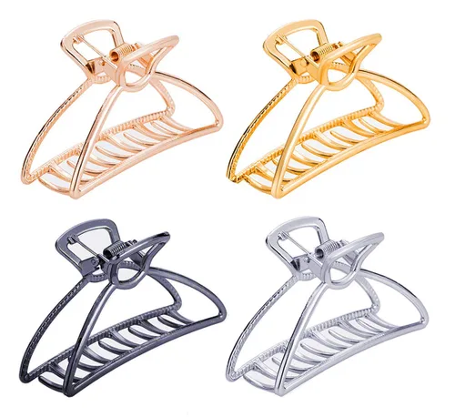 Vista 2 de TANG SONG 8 pinzas de metal grandes para el cabello, pinzas para el cabello con pasador para mujeres, horquillas de medio moño para cabello grueso