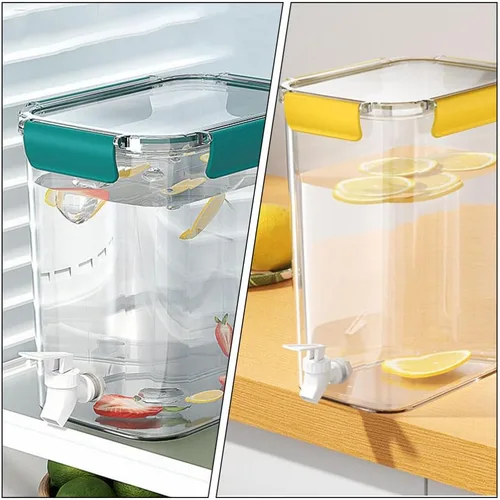 Vista 6 de Homoyoyo Dispensador de bebidas con espita para nevera, dispensador de bebidas de plástico, jarra de agua fría, contenedor de detergente para jugo