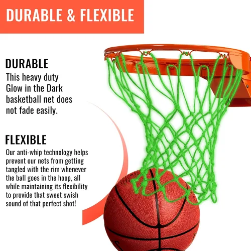 Vista 7 de Ultra Sporting Goods Red de baloncesto resistente de repuesto – Anti látigo para todo tipo de clima, se adapta a llantas estándar para interiores