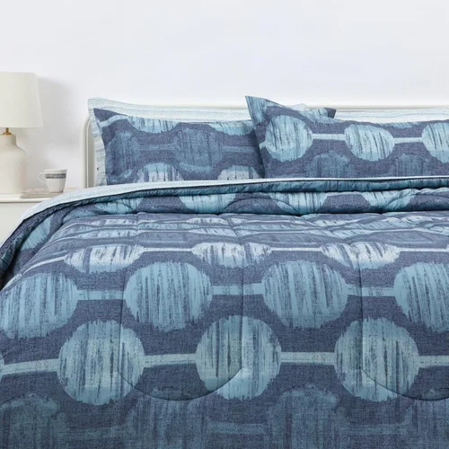 Vista 30 de Amazon Basics - Juego de edredón Twin/Twin XL con sábanas, juego de ropa de cama de 5 piezas, microfibra ligera azul Calvin a rayas, en una bolsa