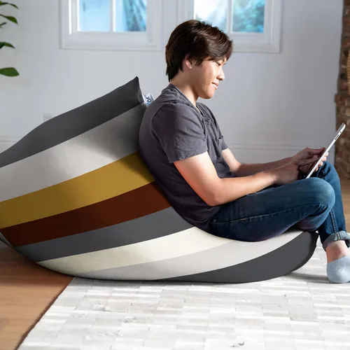 Vista 2 de Yogibo Puf corto para adultos, niños y adolescentes con relleno, suave, afelpado, cómodo, sensorial, sofá biplaza, funda lavable, neutro brillante