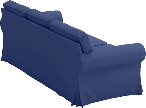 Vista 6 de Premium funda de repuesto de algodón pesado Ektorp para sofá de 3 asientos, compatible con funda de sofá de tres plazas IKEA Ektorp (Azul profundo)