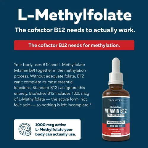 Vista 6 de Vitamina BioActiva B12 5000 mcg Contiene 3 Formas BioActivas de B12 Plus Cofactor Metilfolato - Metil B12, Adenosil B12 y Hidroxi B12