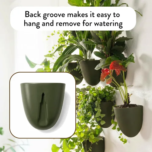 Vista 4 de Make Good PlantPod Luxe - Macetas de pared con riego automático (juego de 3, verde bosque), fáciles de regar e instalar, ligeras, diseña tu propio