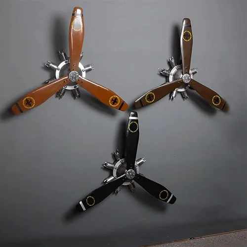 Vista 4 de Hélice de avión negro decoración de pared, estilo industrial retro montaje en pared KTV hélice mecánica, escultura de pared de hierro forjado 3D