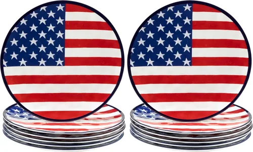 Vista 6 de Certified International Stars & Stripes - Plato de melamina de 11 pulgadas, juego de 6