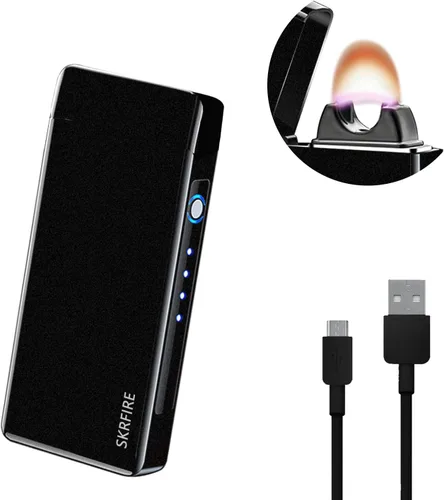Vista 12 de SKRFIRE Encendedor USB resistente al viento – Arco eléctrico de alta potencia, encendedor de plasma recargable con linterna multimodo y pantalla