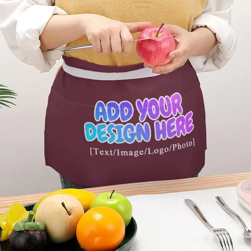 Vista 280 de AXKEUDO Delantal personalizado con bolsillos, delantales de cintura para camarera para cocinar en casa, restaurante, servir trabajo