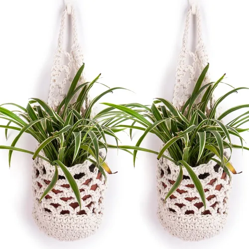 Vista 2 de Paquete de 2 macetas colgantes para maceta de 6 pulgadas, macetas de pared para plantas de interior (yute)