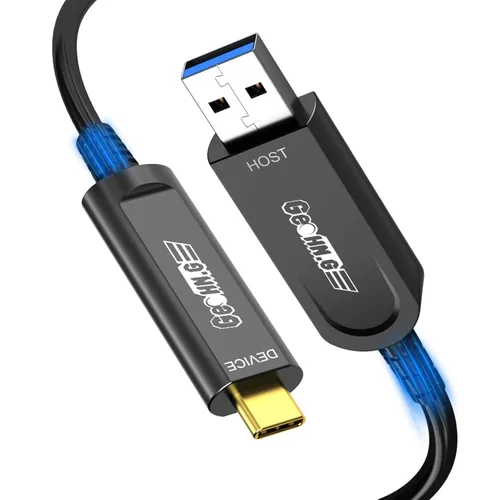 Vista 9 de Cable de extensión USB 3.2 de fibra óptica de 33 pies, 10Gbps USB A macho a Negro
