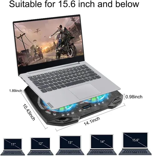 Vista 7 de LIANGSTAR Almohadilla de enfriamiento para laptop, enfriador de laptop para juegos con 2 ventiladores grandes silenciosos, cambio de luz RGB de 7