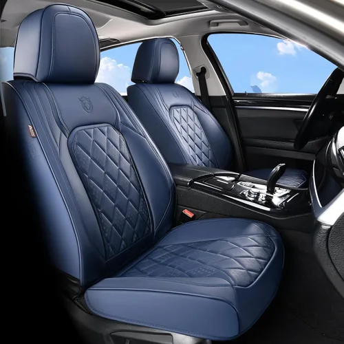 Vista 18 de Coverado Fundas de Asientos Delanteros, Funda de Asiento de Cuero Sintético de Lujo Impermeable, Protector de Asiento de Coche Beige, Funda