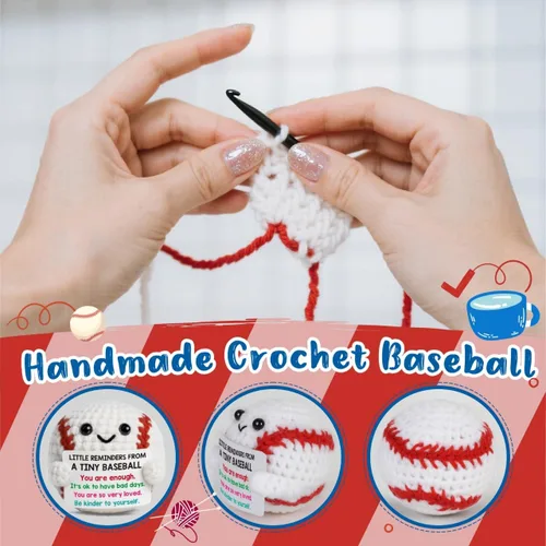 Vista 3 de Regalo de béisbol de ganchillo positivo de Pascua, regalos de béisbol hechos a mano para hombres, mujeres, hijo, hija, regalo de apoyo inspirador