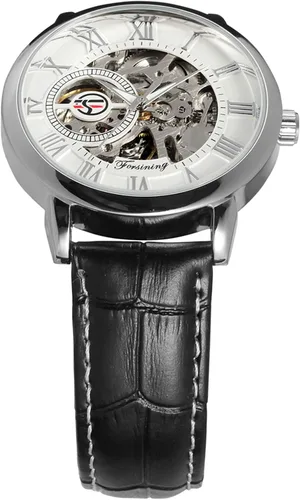 Vista 4 de FORSINING FSG8096M3S2 - Reloj de pulsera analógico de aleación de color plateado con movimiento automático para hombre, plateado