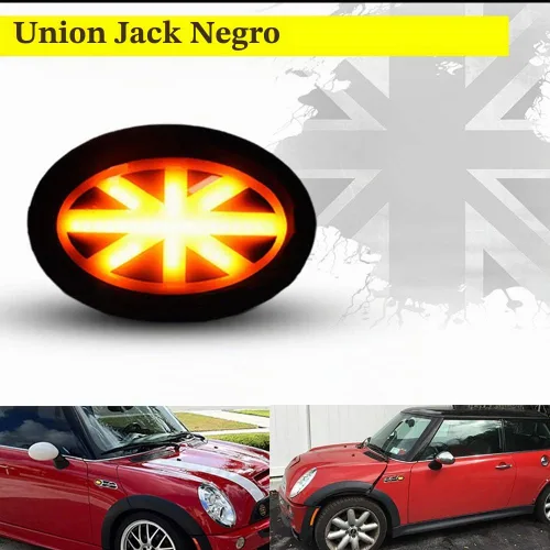 Vista 2 de Lente ahumada ámbar Union Jack logo LED Fender Side Marker Luces intermitentes compatibles para Gen2 R55 R56 R57 R58 R59 MINI Cooper