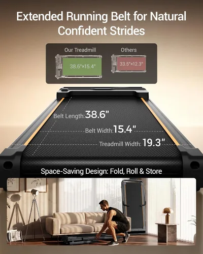 Vista 6 de LONTEK 40% Incline Walking Pad Treadmill for Home Foldable with Handle Bar Negro (Coal Black)