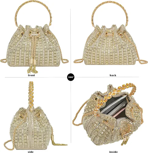 Vista 2 de Bolso de noche con diamantes brillantes para mujer, bolso de mano con diamantes de imitación para fiesta, baile de graduación, cóctel