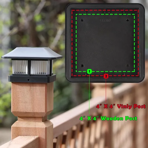 Vista 3 de Luces solares con tapa de poste de llama para exteriores, luz solar para poste de valla, lámparas LED de llama parpadeante, impermeables