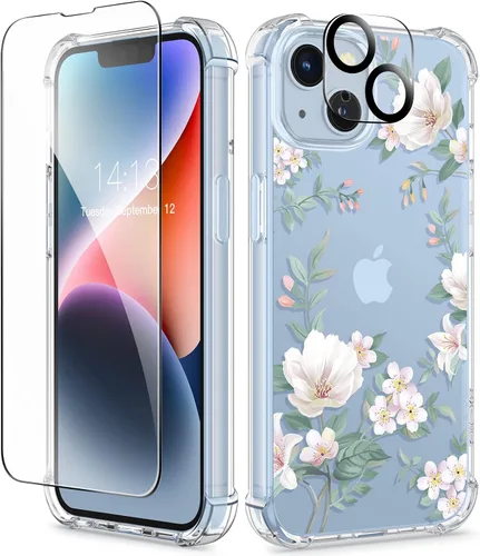 Vista 100 de GVIEWIN - Funda para iPhone 11 con protector de pantalla + protector de lente de cámara, cubierta protectora transparente suave de poliuretano