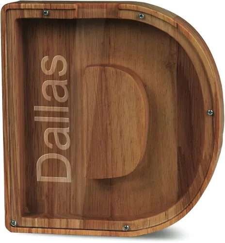 Vista 53 de Alcancía con nombre personalizado, 26 letras láser con texto personalizado, banco de monedas de madera, significado educativo, alcancía con nombre